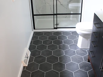 Modern Bathroom with Walk-In Shower — Hartville Kitchens and Bath