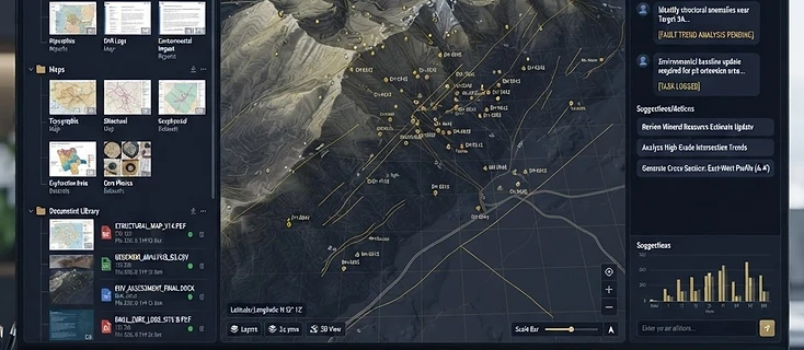 Interface conceitual do LicenMine GeoAI