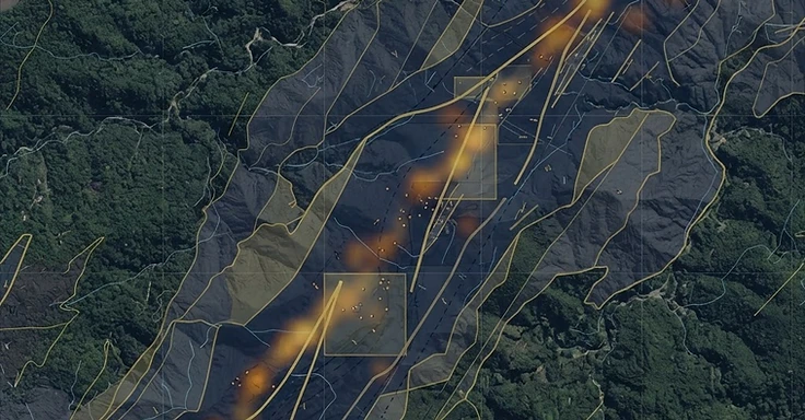 Análise regional geoespacial de área mineral