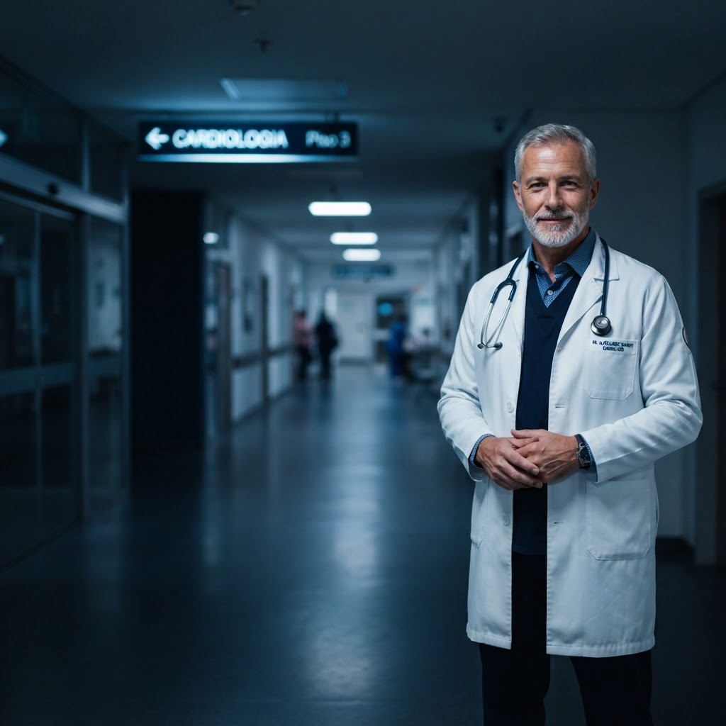 Médico em corredor de hospital