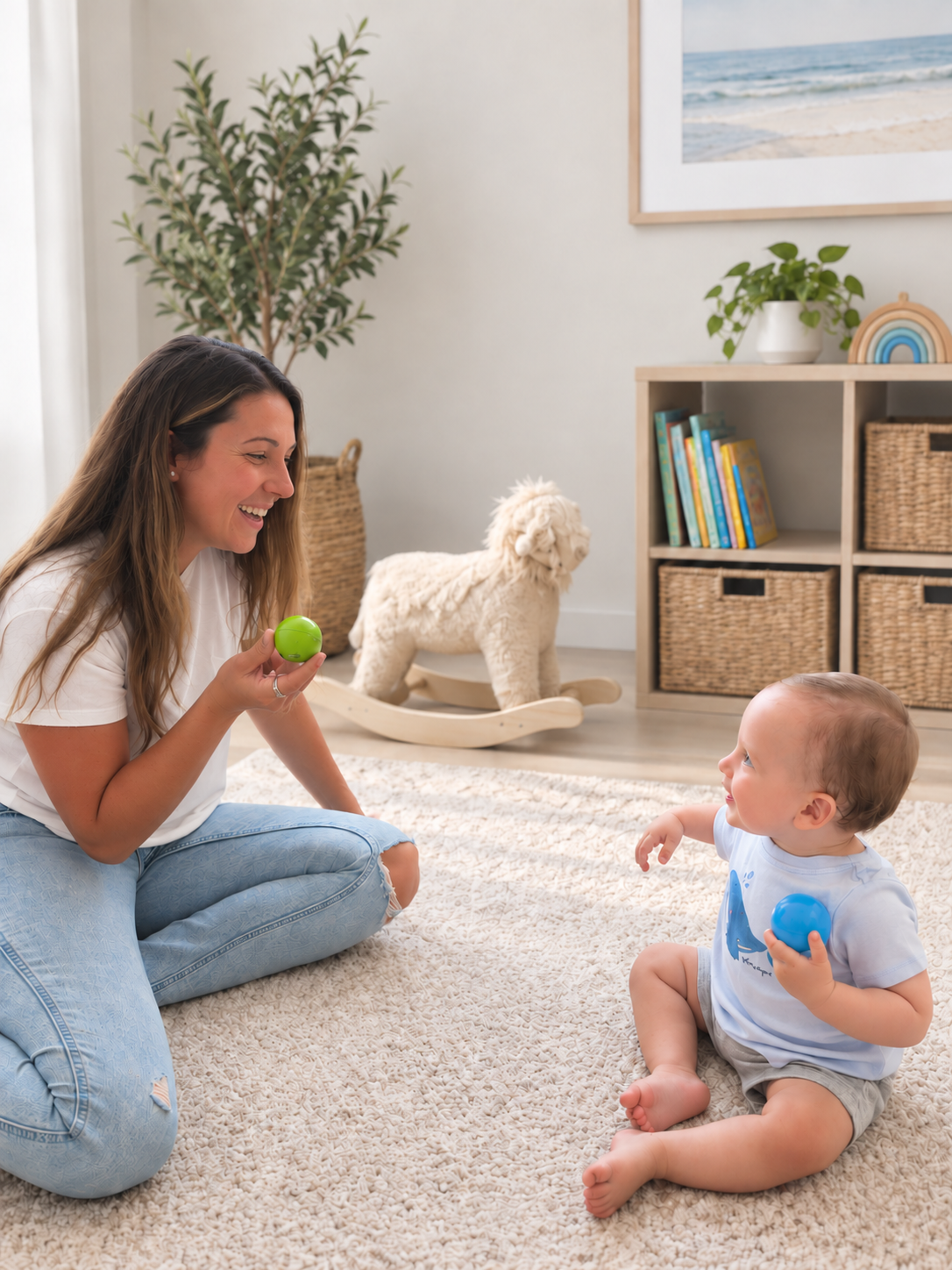 Jeni engaging playfully with a child during a therapy moment