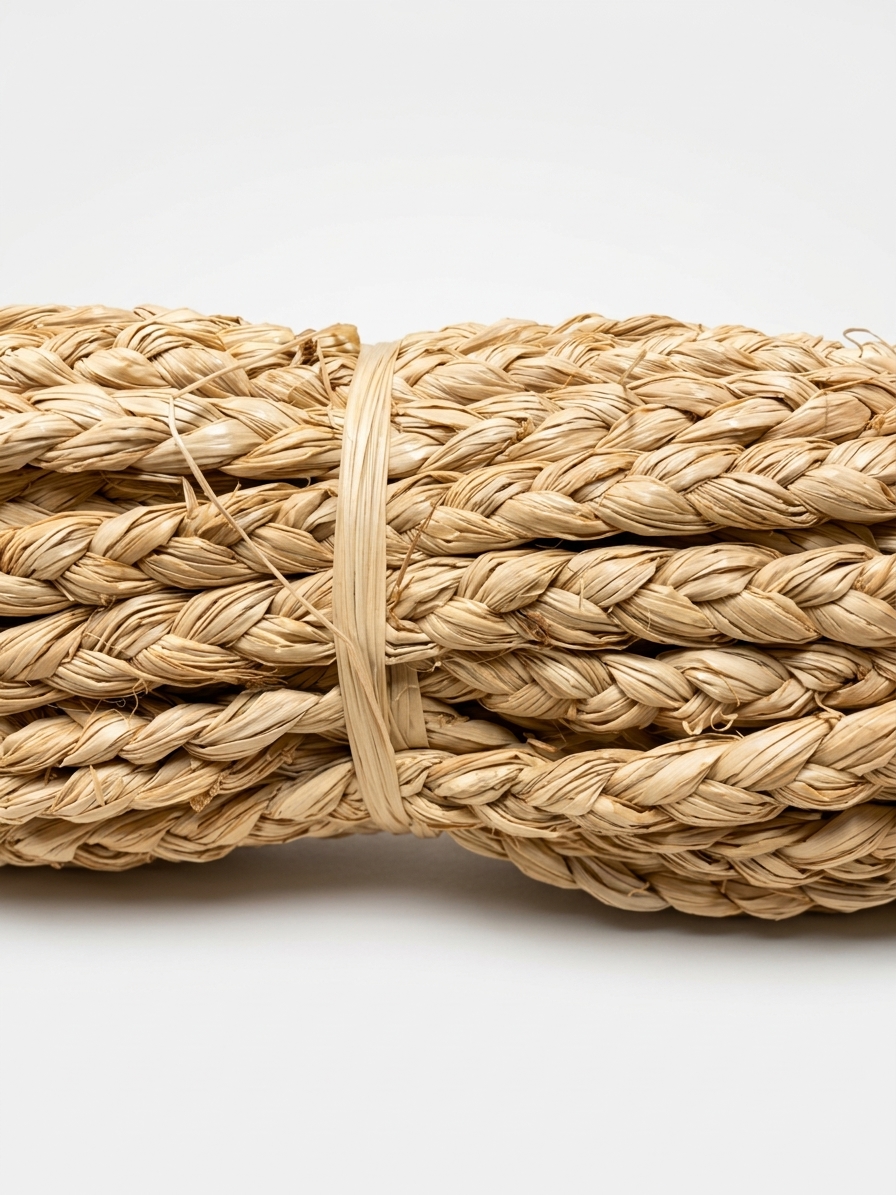 Twisted raffia rope coil