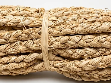 Twisted raffia rope coil