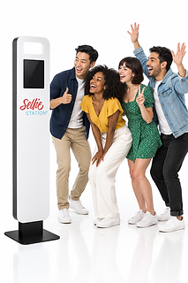 Selfie Station Mini compact photo booth kiosk with guests