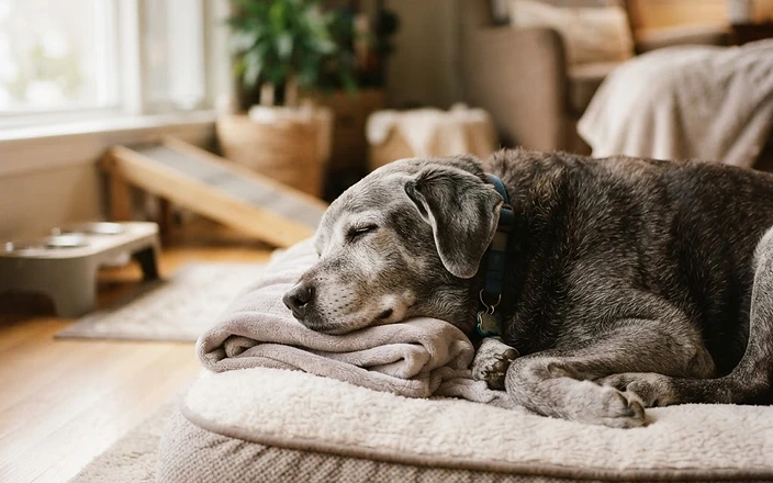 A large senior rescue dog in the care of Before the Bridge Senior K9 Rescue in Winnipeg, Manitoba