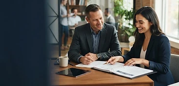 Job candidate meeting with a recruiter in a modern employment office
