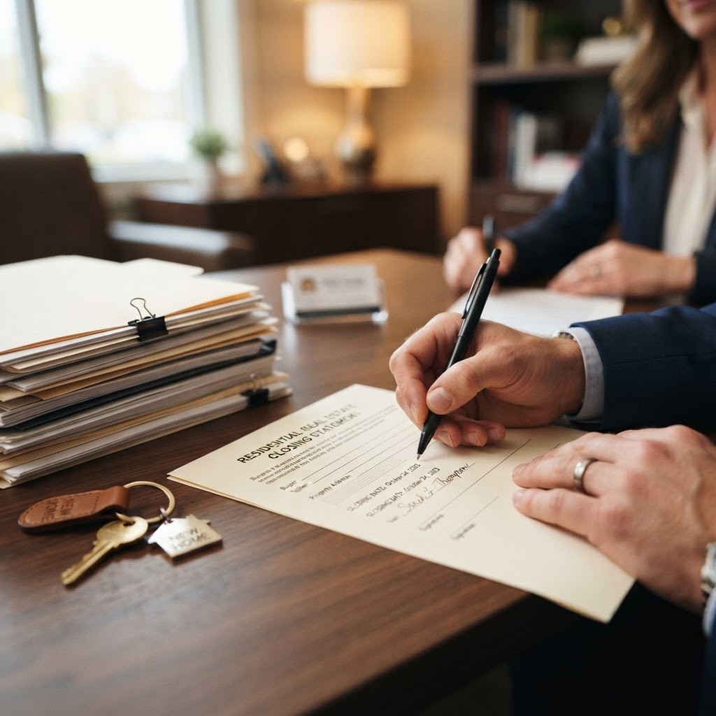 Signing real estate documents at closing