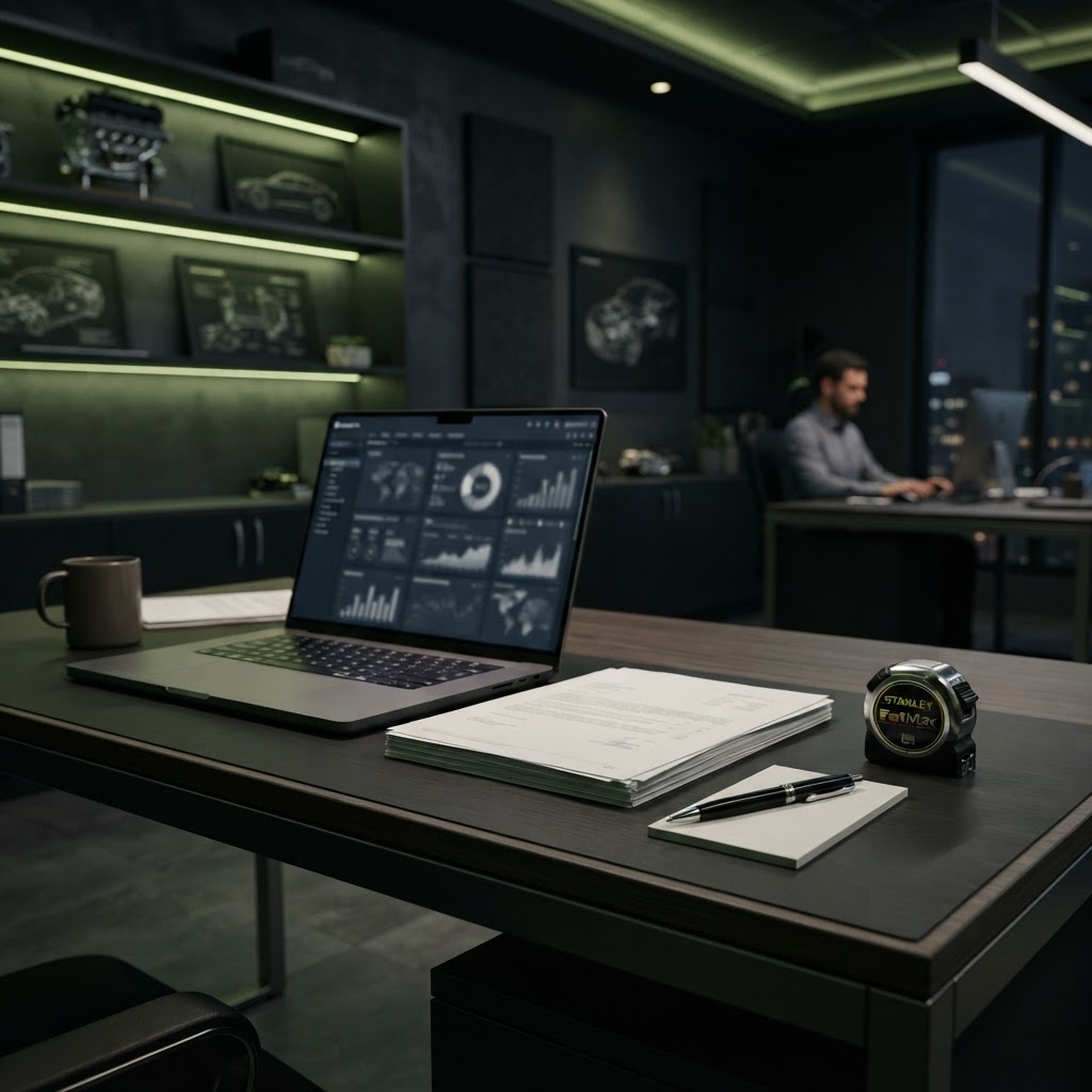 Business desk with laptop and quotation documents prepared for an equipment financing application.