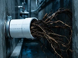 Macro shot of a rotating mechanical drain cable cutting through a blockage