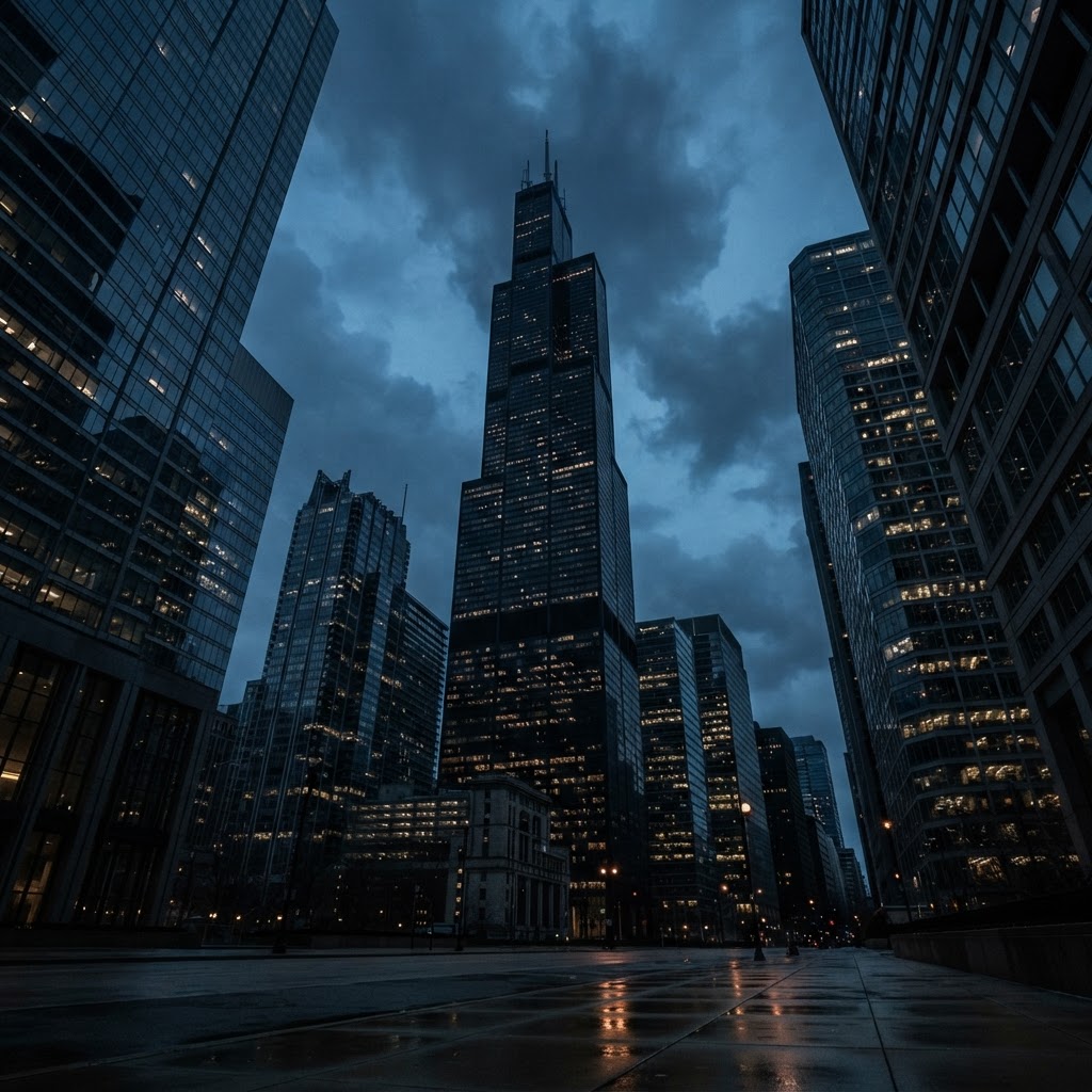 Chicago skyline at dusk