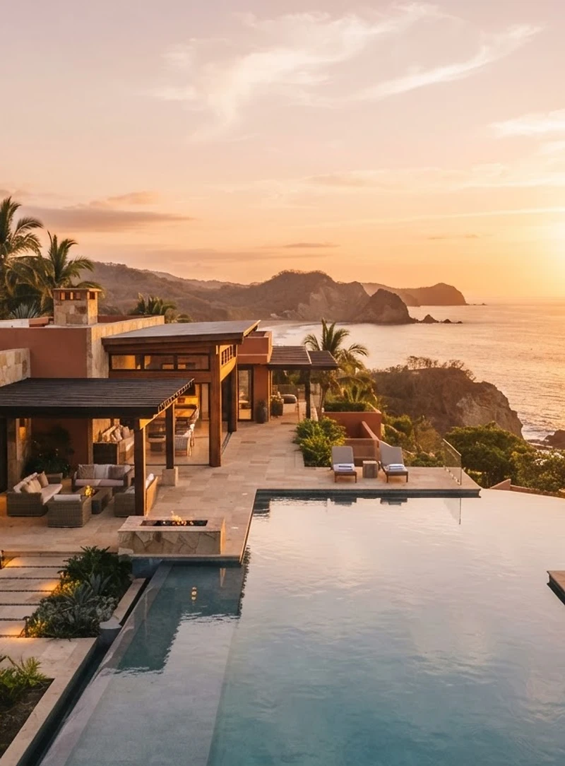 Coastal villa in El Salvador at golden hour