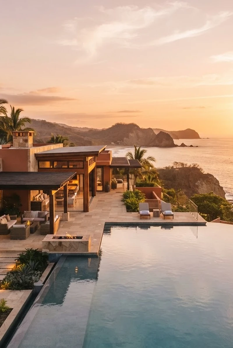 Coastal villa in El Salvador at golden hour