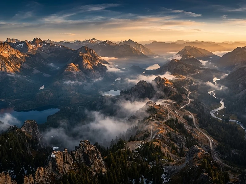 Vista aerea al tramonto