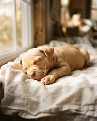 Champagne American Bully puppy named Casper, male