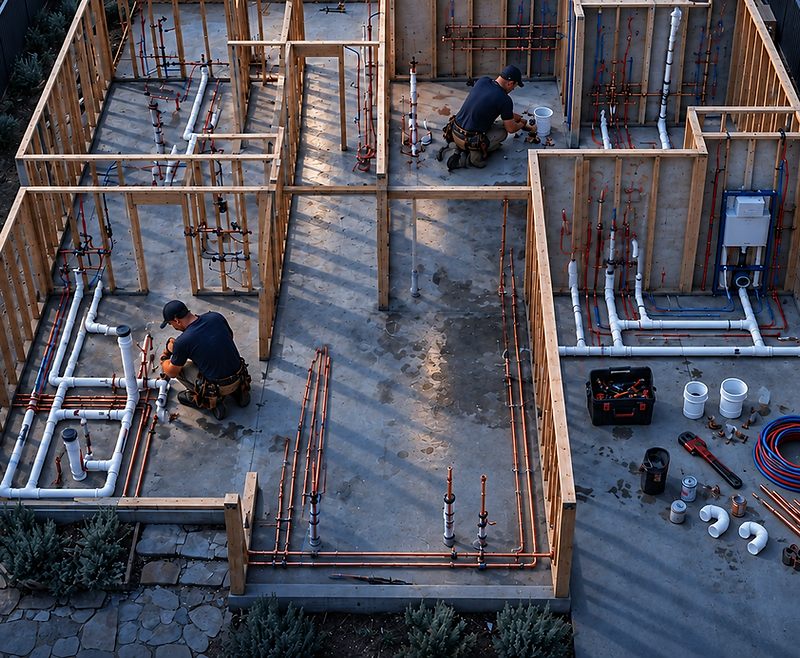 Direct overhead view of an Australian residential construction site
