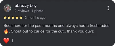 5-star Google review from Ubrezzy Boy
