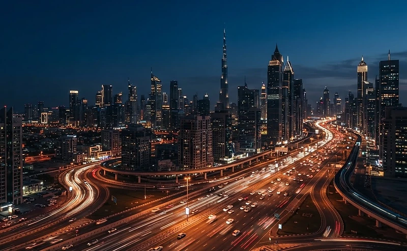 Dubai highway at dusk for premium car lift service