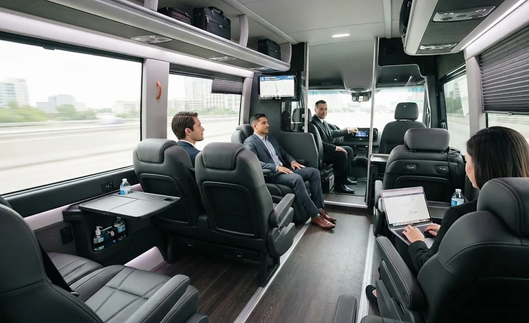 Comfortable interior of a premium car lift service vehicle in Dubai