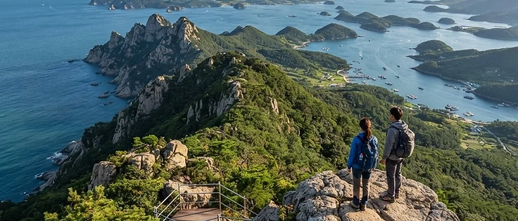 Namhae Geumsan coastal mountain over the southern sea