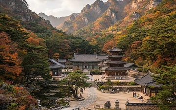 Songnisan forested mountain with a Buddhist temple