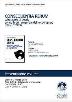 Presentazione di Consequentia Rerum all'Università Cattolica di Milano