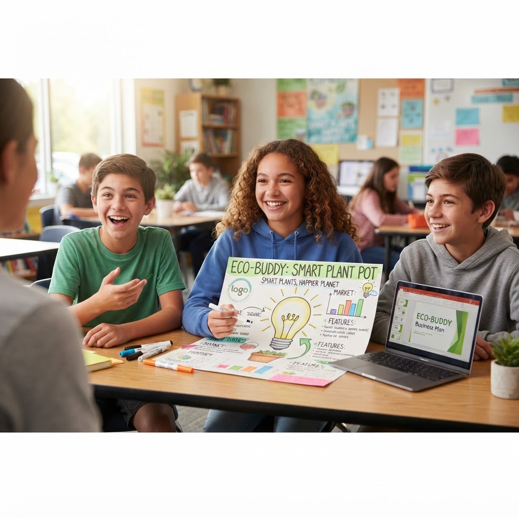 Young entrepreneurs pitching their business idea