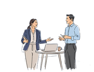 Two professionals collaborating over a table