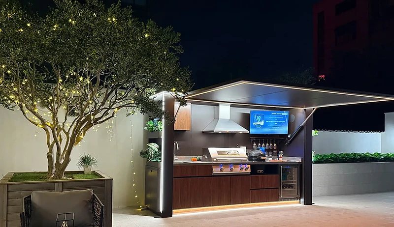 MONOLITH BBQ system at golden hour