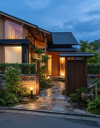明るい戸建て住宅の玄関まわり