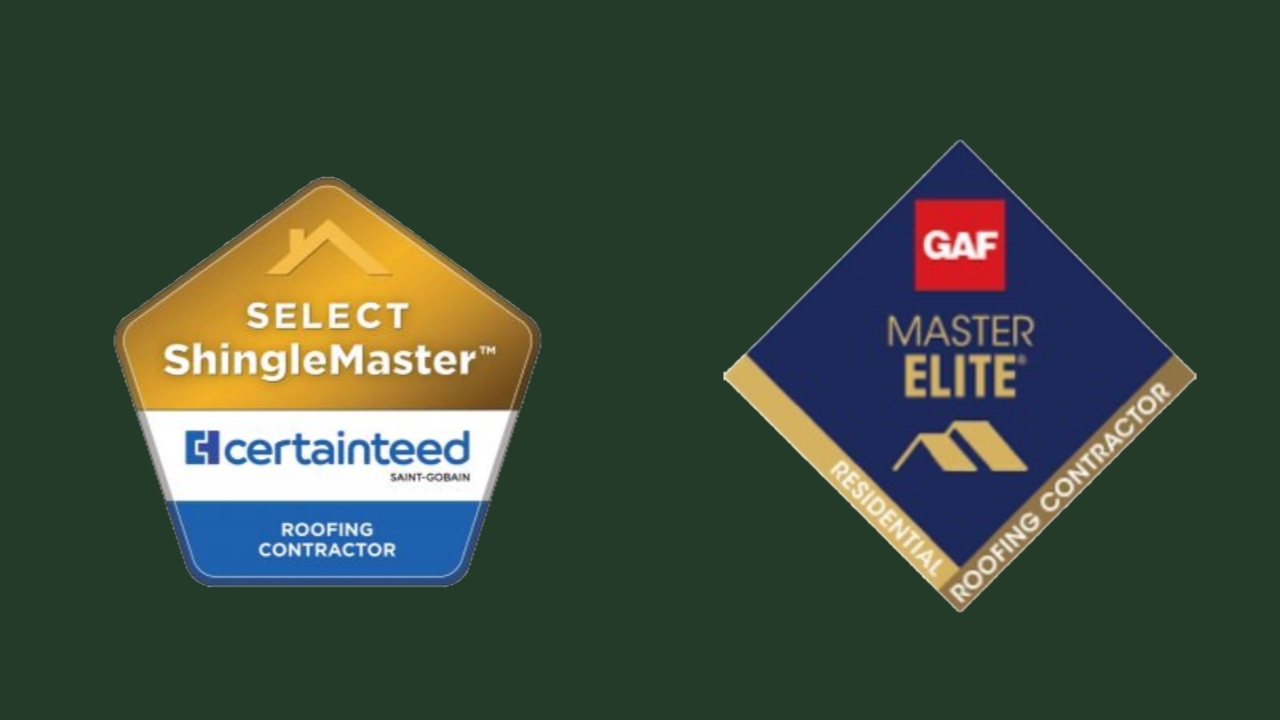 CertainTeed SELECT ShingleMaster and GAF Master Elite certifications