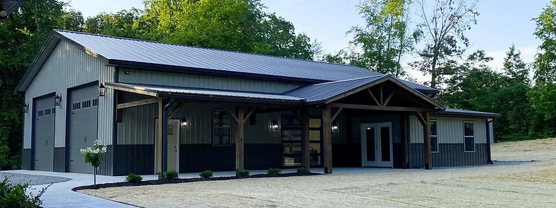 Custom garage barn with porch built by Backyard and Barns in Tennessee