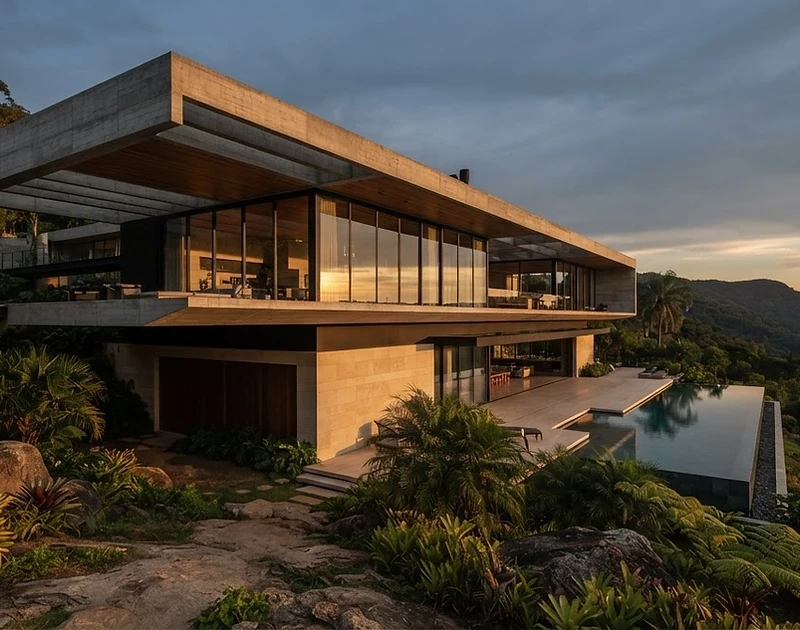Residência contemporânea de arquitetura monumental