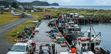 Fishing harbour, airport services and marine businesses in Masset, BC