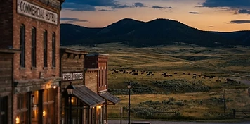 Cattle rangeland and a historic western main street near the Cypress Hills