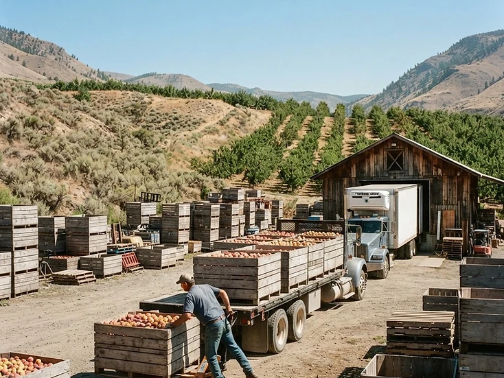 Orchard bin trailers and fruit-transport businesses in Keremeos, BC