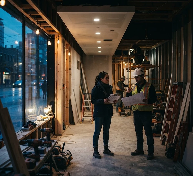 Retail storefront under renovation