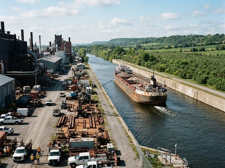 Canal-side manufacturing and marine commerce in St. Catharines, Ontario