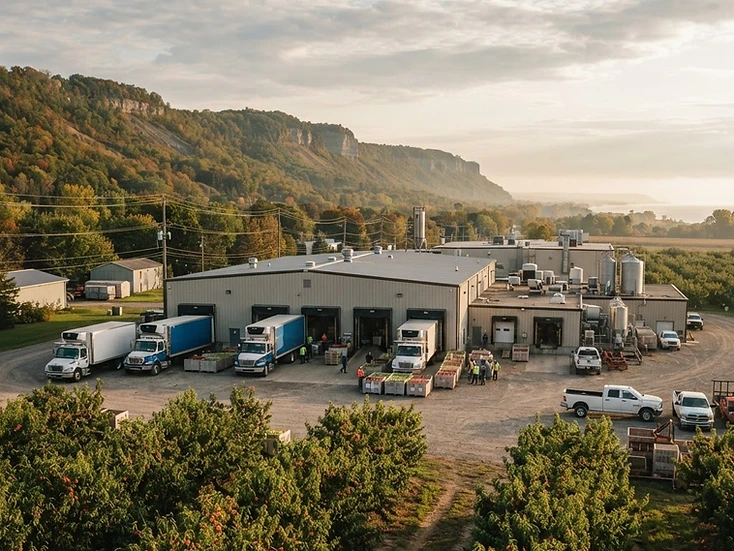 Fruit-packing and food processing at the escarpment base in Grimsby, Ontario