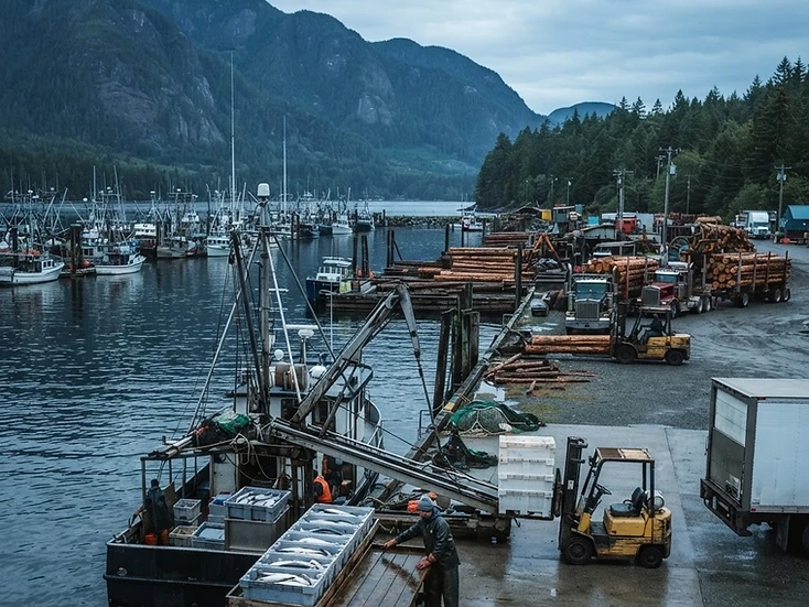 Working inlet, fishing fleets and trades businesses in Port Alberni, BC