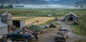 Farm valley, orchards and brewery businesses in Creston, BC