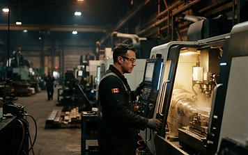 Production line inside a manufacturing facility.