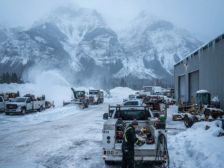 High-altitude mine services and snow-country businesses in Elkford, BC