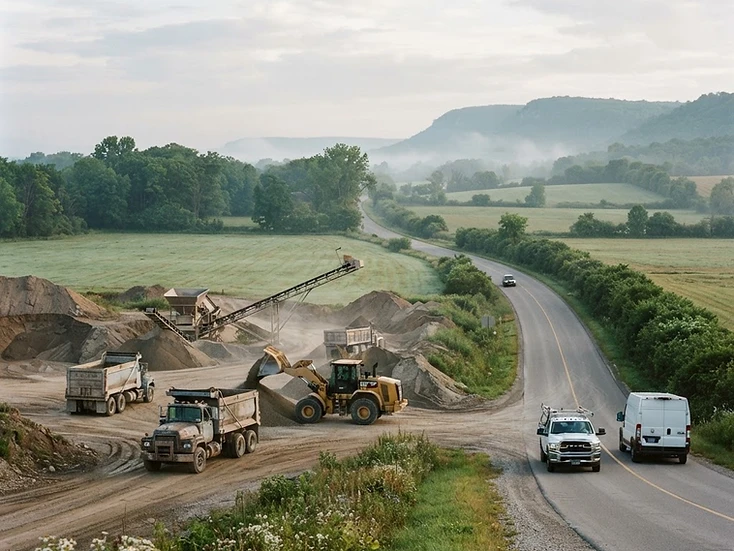 Aggregate trucks and farm services in Caledon, Ontario