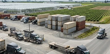 Container terminals, farms and logistics businesses in Delta, BC