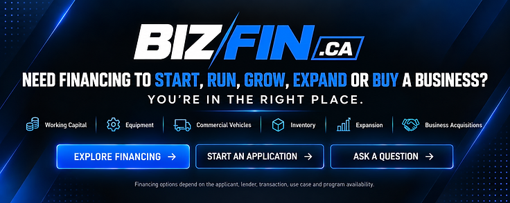 BizFin business financing options for starting, running, growing, expanding or buying a business.