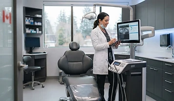 Dentist in a modern Canadian dental practice operatory