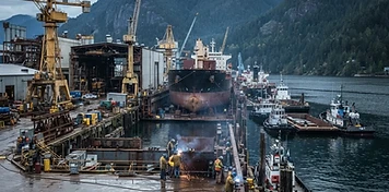 Waterfront industry, shipyards and port businesses on the North Shore, BC