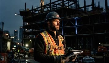 Canadian construction contractor at a commercial job site