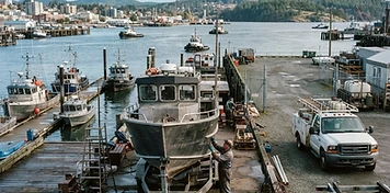 Harbour, ferry port and trades businesses in Nanaimo, BC