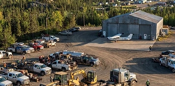 Mine-service trucks in Red Lake, Ontario